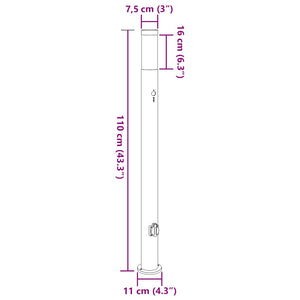 vidaXL Borne lumineuse avec capteur et prise 110 cm acier inoxydable IP44
