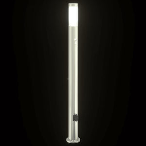 vidaXL Borne lumineuse avec capteur et prise 110 cm acier inoxydable IP44