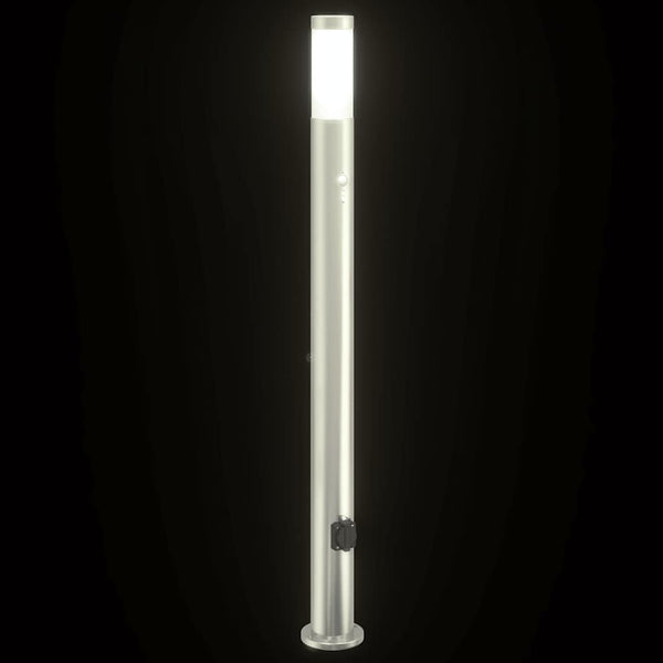 vidaXL Borne lumineuse avec capteur et prise 110 cm acier inoxydable IP44