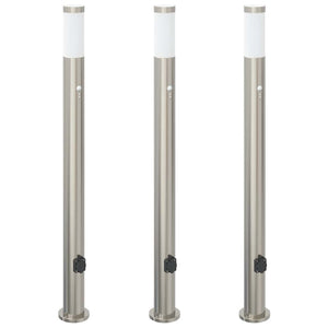 Pollerleuchten mit Sensor & Steckdose, 3er Set