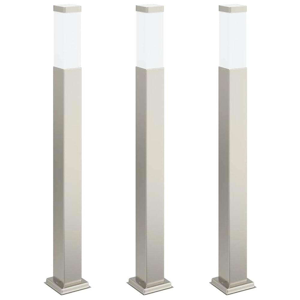Edelstahl Pollerleuchten 3er Set 80cm
