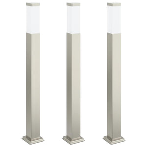 Edelstahl Pollerleuchten 3er Set 80cm