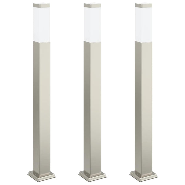 Edelstahl Pollerleuchten 3er Set 80cm