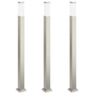Edelstahl Pollerleuchten 3er Set, 110cm