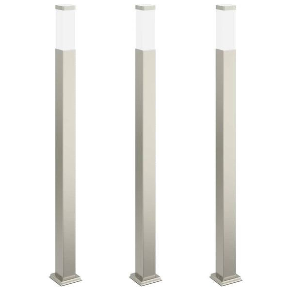 Edelstahl Pollerleuchten 3er Set, 110cm