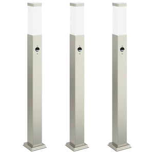 Pollerleuchten mit Sensor, 3er Set, Edelstahl