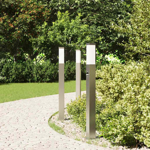 Pollerleuchten mit Sensor, 3er Set, Edelstahl