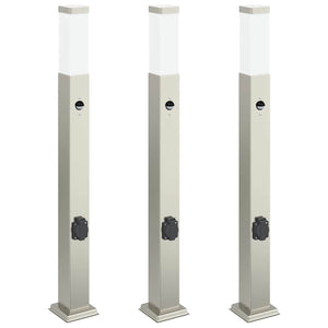 Pollerleuchten mit Sensor & Steckdose, 3er Set