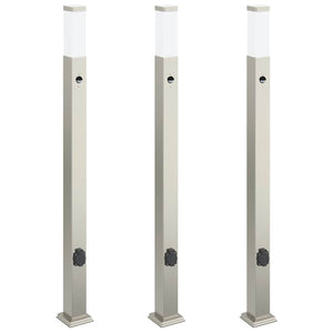 Pollerleuchten mit Sensor & Steckdose, 3er Set