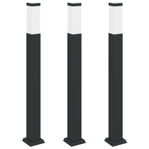Pollerleuchten 3er Set Schwarz 80cm IP44