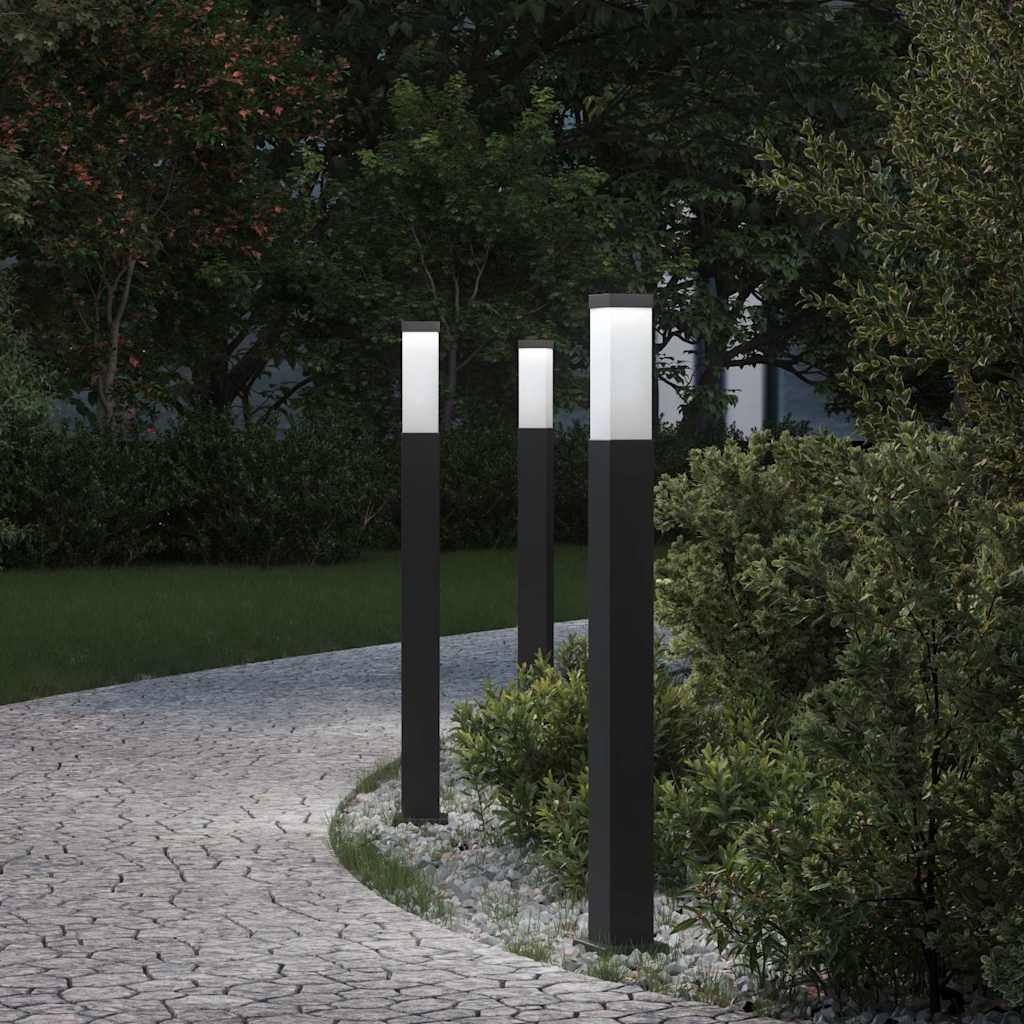 Pollerleuchten 3er Set Schwarz 80cm IP44