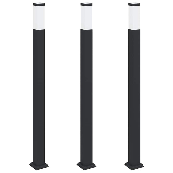 Pollerleuchten 3er Set Schwarz 110cm IP44