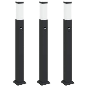 Pollerleuchten mit Sensor, 3er Set, Schwarz