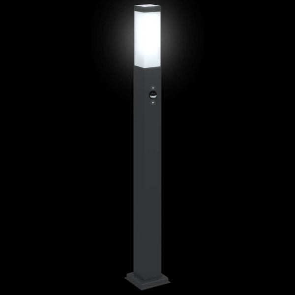 Pollerleuchten mit Sensor, 3er Set, Schwarz