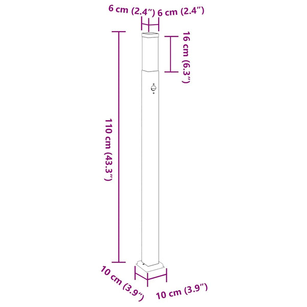 vidaXL Borne lumineuse avec capteur 110 cm Noir IP44