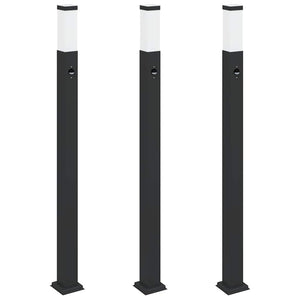 Pollerleuchten mit Sensor, 3er Set, 110cm, Schwarz