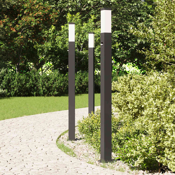Pollerleuchten mit Sensor, 3er Set, 110cm, Schwarz