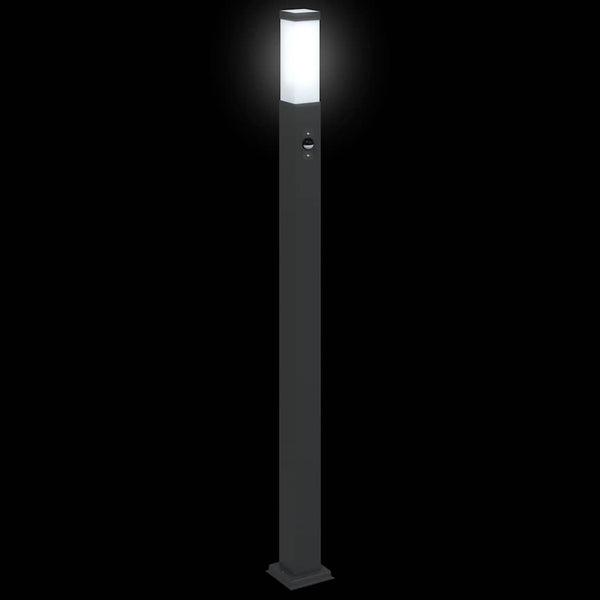 Pollerleuchten mit Sensor, 3er Set, 110cm, Schwarz