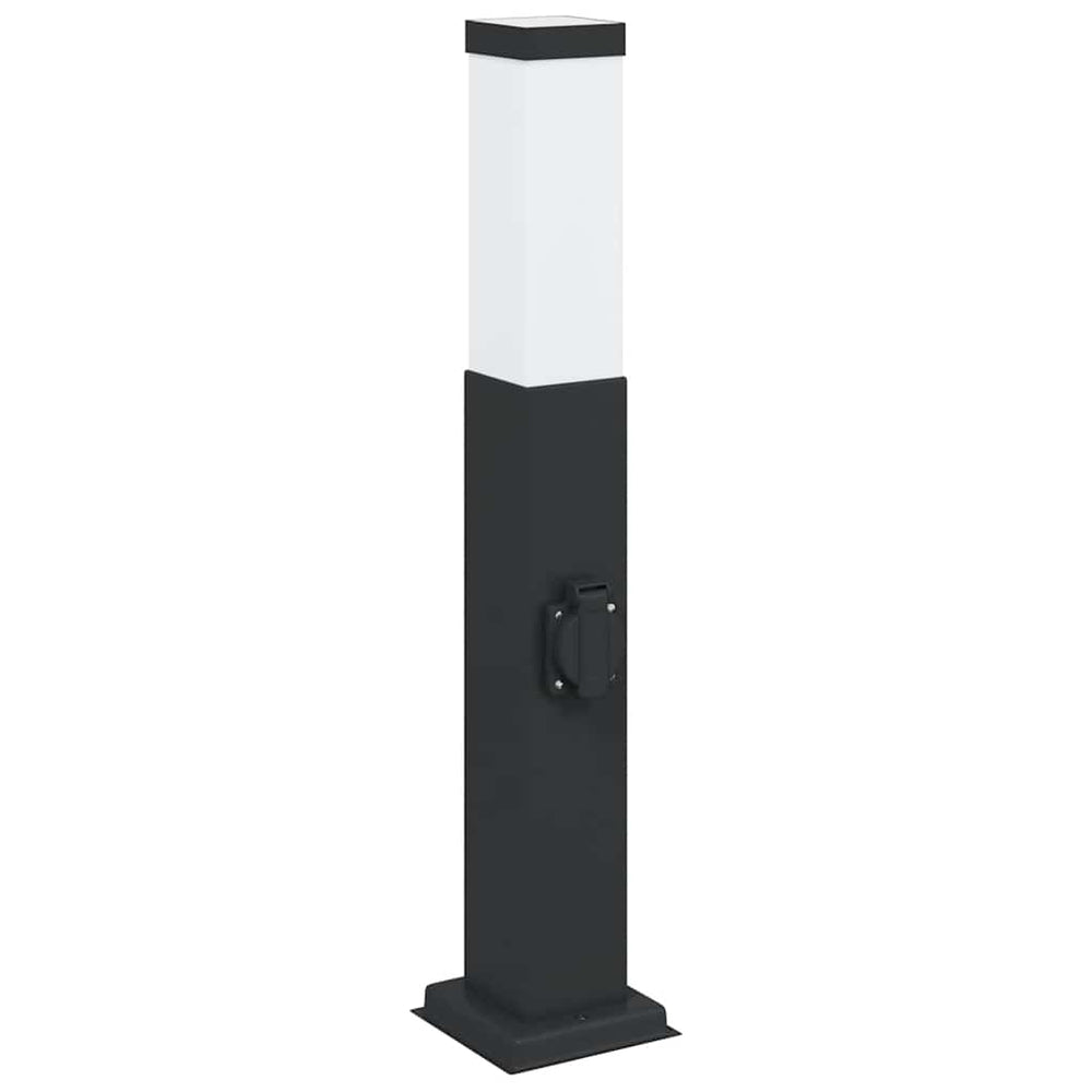 Pollerleuchte Schwarz mit Steckdose 50cm IP44
