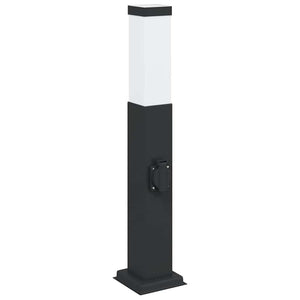 Pollerleuchte Schwarz mit Steckdose 50cm IP44