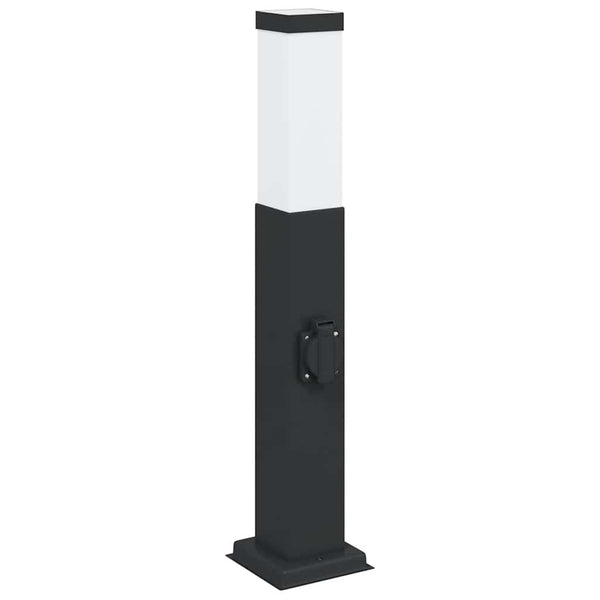 Pollerleuchte Schwarz mit Steckdose 50cm IP44