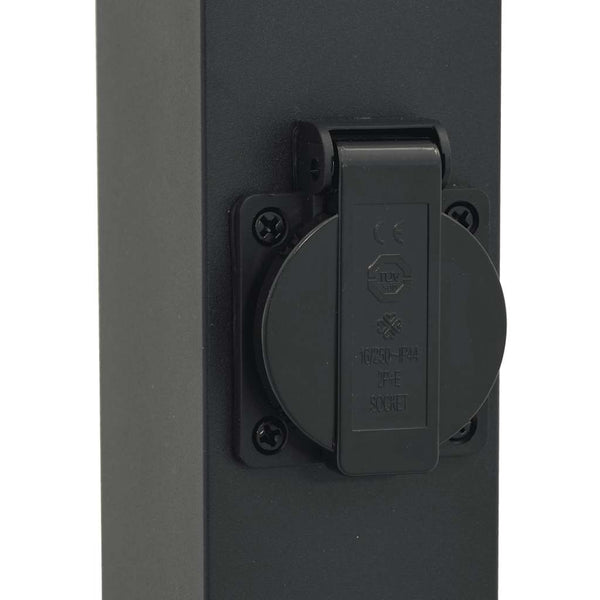 Pollerleuchte Schwarz mit Steckdose 50cm IP44