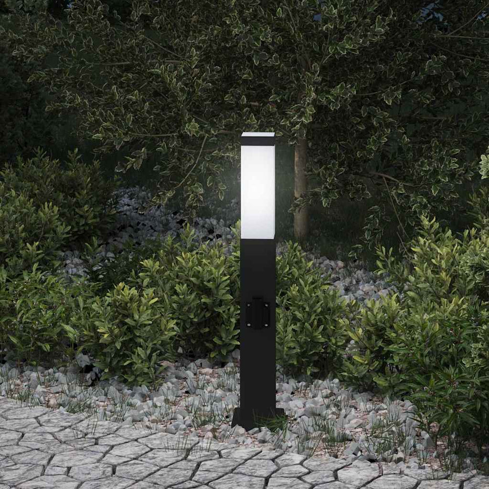 Pollerleuchte Schwarz mit Steckdose 50cm IP44