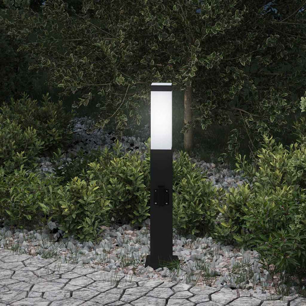 Pollerleuchte Schwarz mit Steckdose 50cm IP44