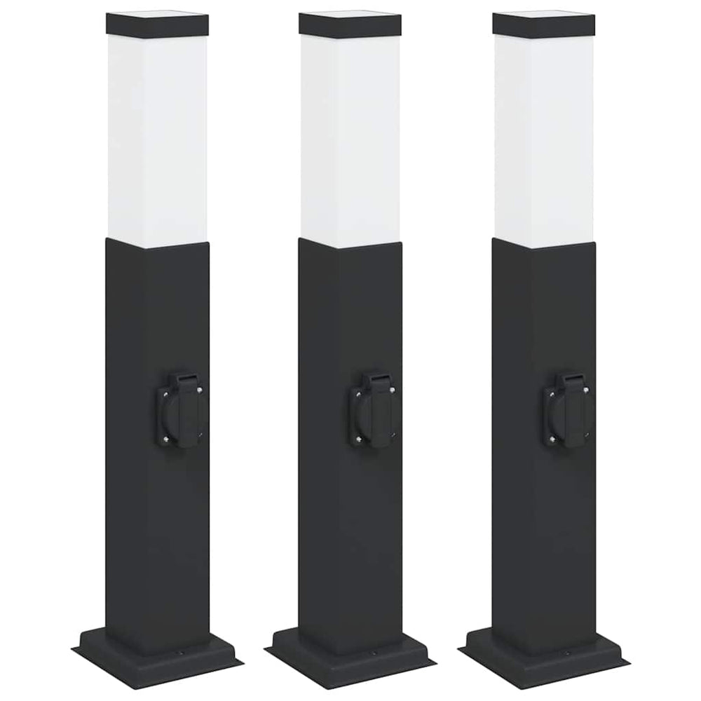 Pollerleuchten mit Steckdose, 3er Set