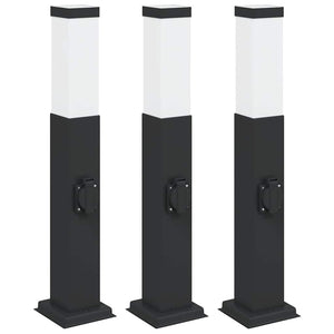 Pollerleuchten mit Steckdose, 3er Set