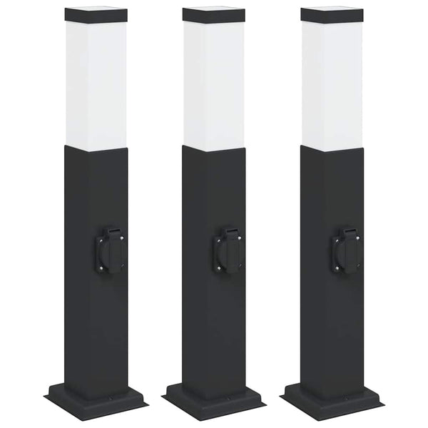 Pollerleuchten mit Steckdose, 3er Set