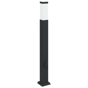Pollerleuchte mit Steckdose, 80cm, Schwarz
