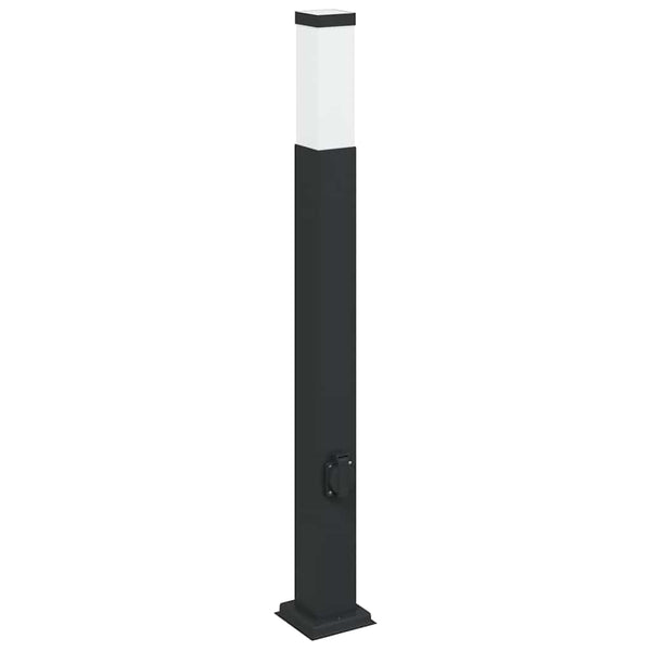 Pollerleuchte mit Steckdose, 80cm, Schwarz