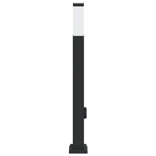 Pollerleuchte mit Steckdose, 80cm, Schwarz