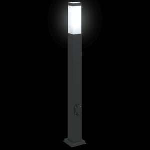 Pollerleuchte mit Steckdose, 80cm, Schwarz
