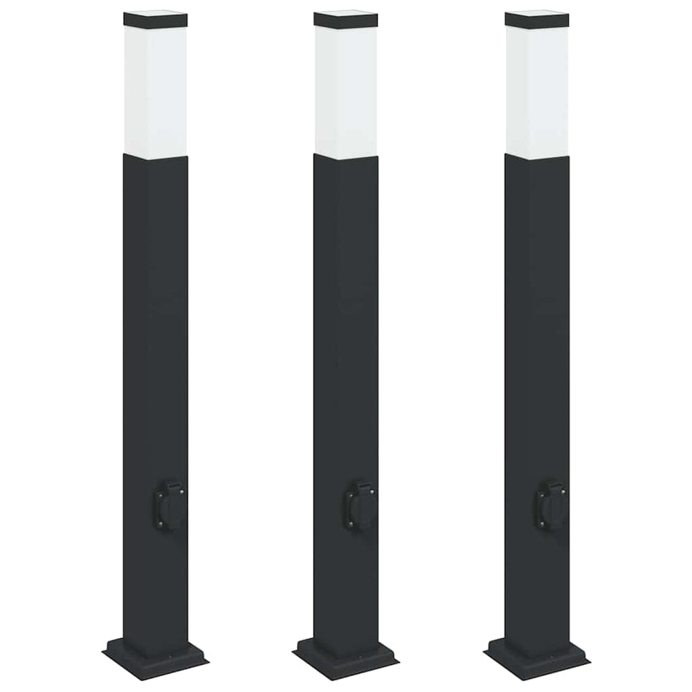 Pollerleuchten mit Steckdose, 3er Set