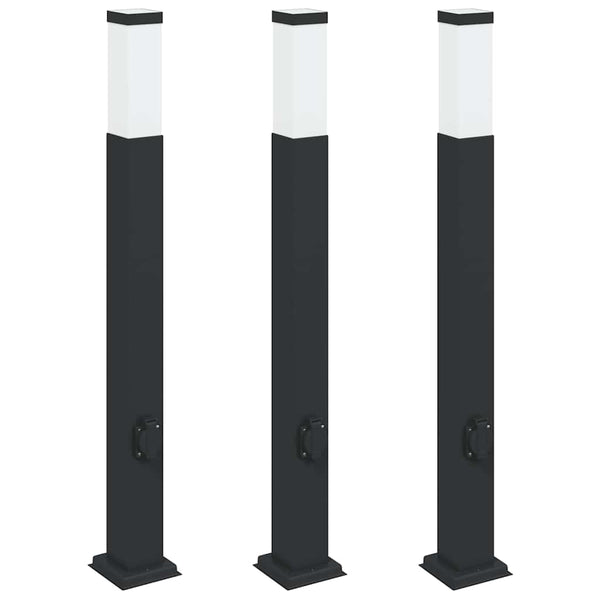 Pollerleuchten mit Steckdose, 3er Set