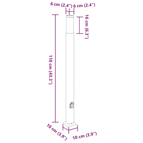 Pollerleuchte mit Steckdose, 110cm, Schwarz