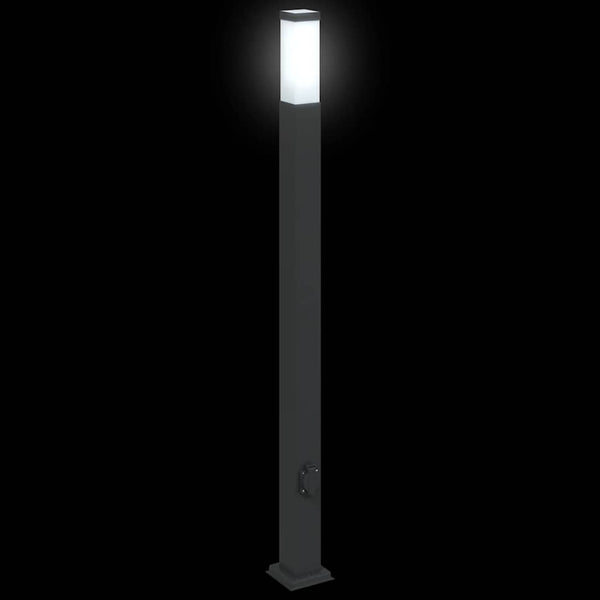 Pollerleuchte mit Steckdose, 110cm, Schwarz