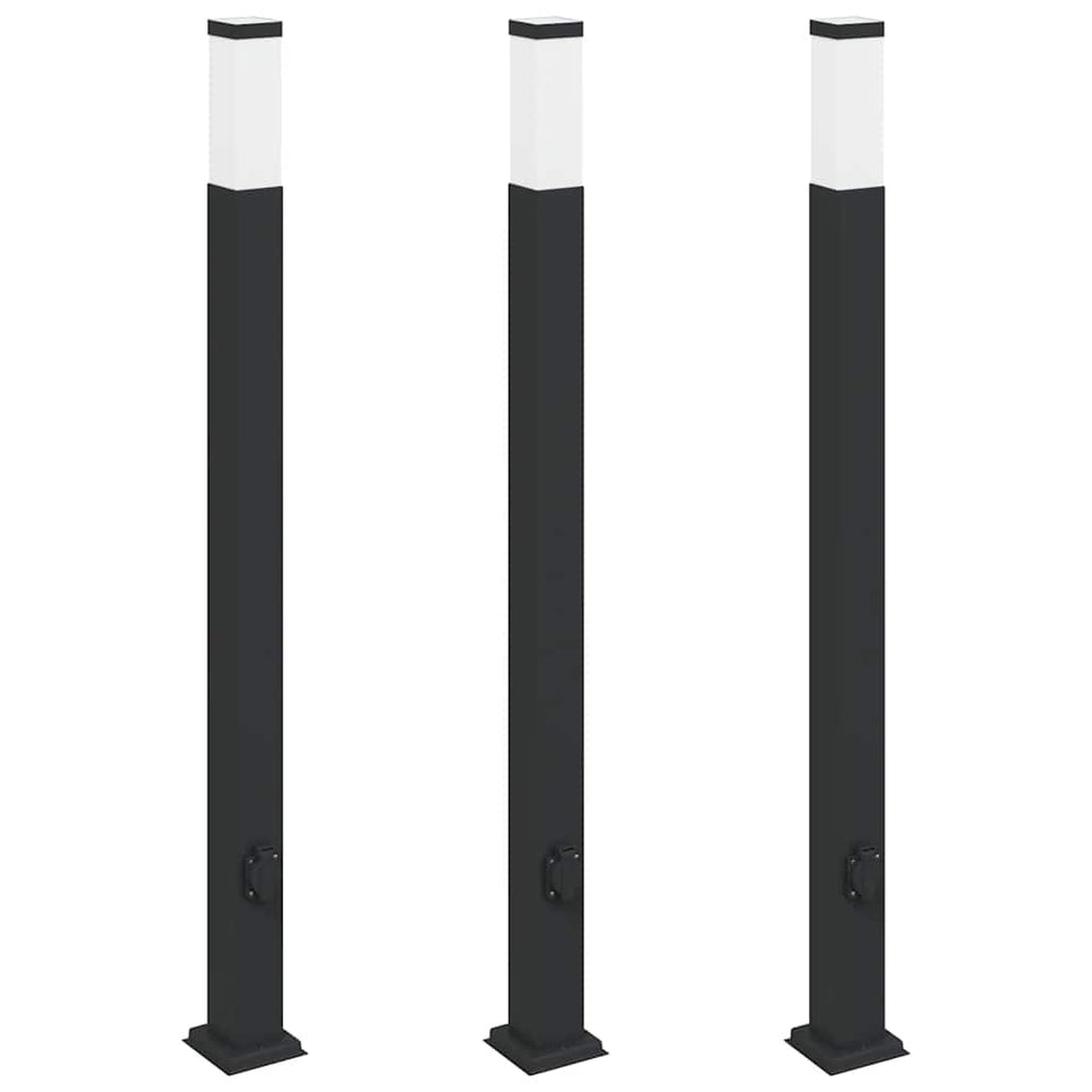 Pollerleuchten mit Steckdose, 3er Set