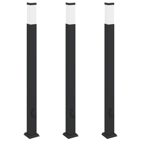 Pollerleuchten mit Steckdose, 3er Set