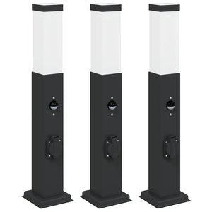 Pollerleuchten mit Sensor & Steckdose, 3er-Set