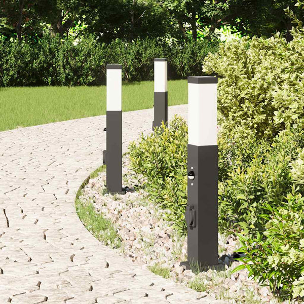 Pollerleuchten mit Sensor & Steckdose, 3er-Set