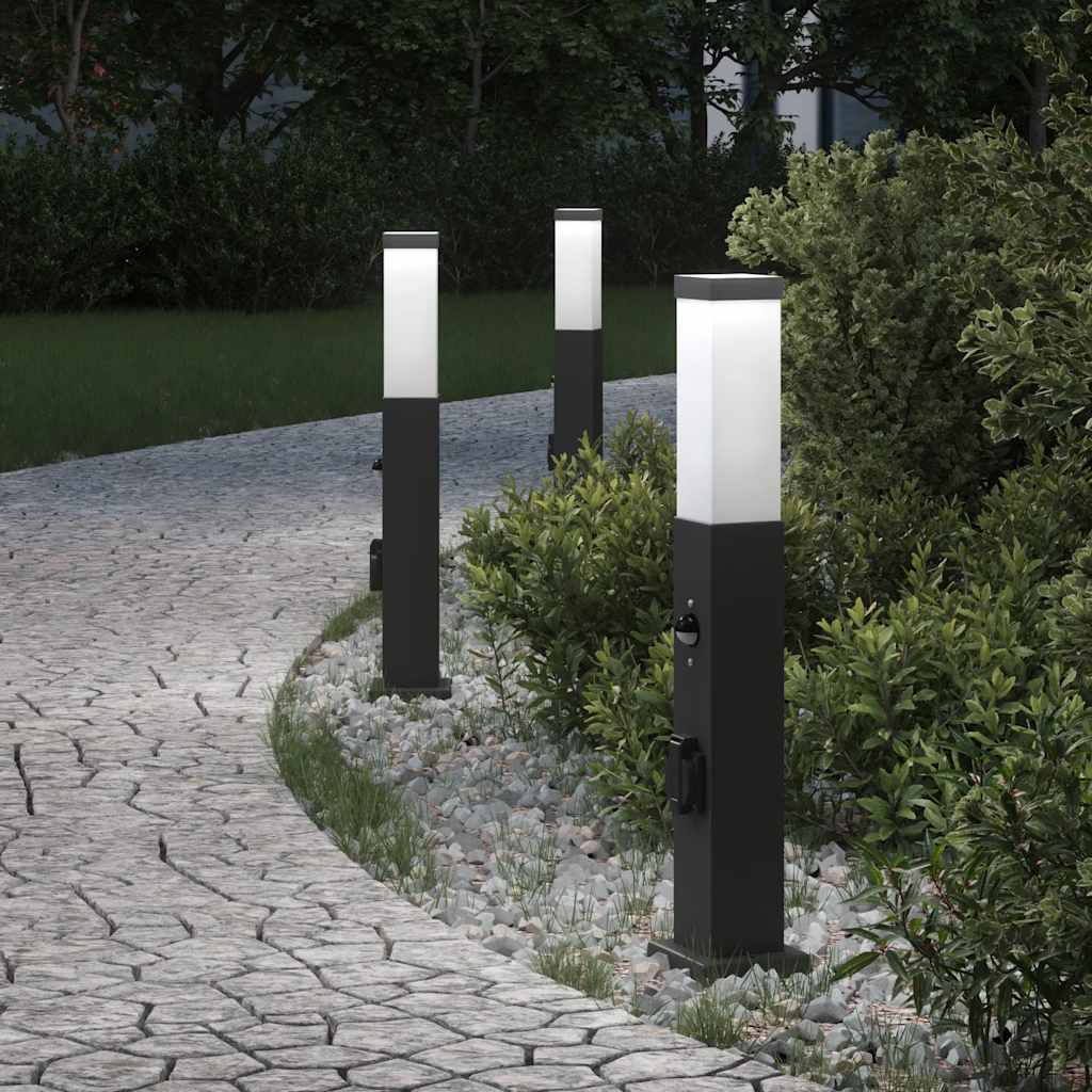 Pollerleuchten mit Sensor & Steckdose, 3er-Set