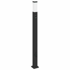Pollerleuchte mit Sensor & Steckdose, 110cm, Schwarz