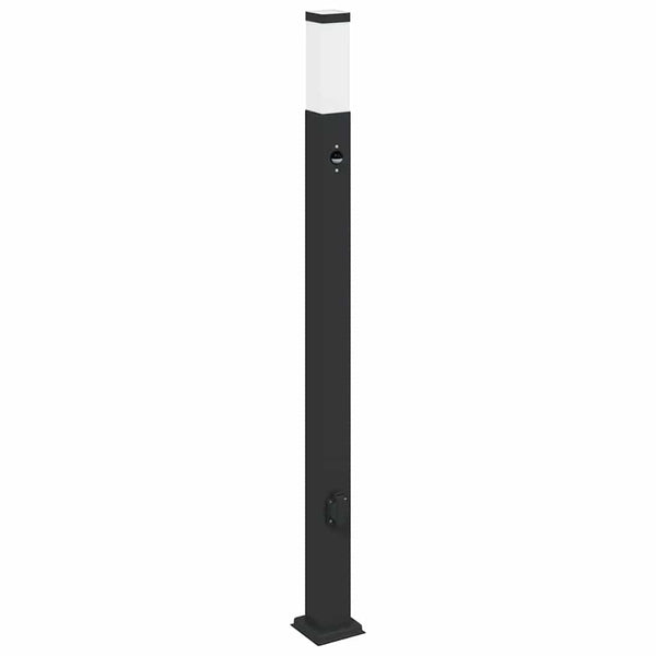 Pollerleuchte mit Sensor & Steckdose, 110cm, Schwarz
