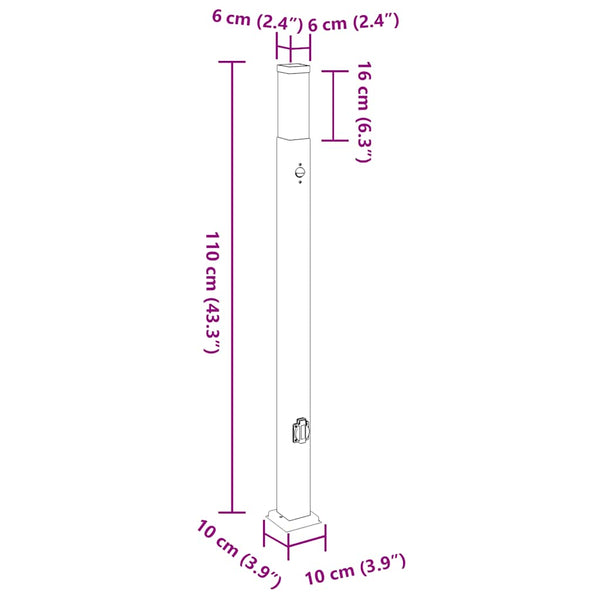 Pollerleuchte mit Sensor & Steckdose, 110cm, Schwarz