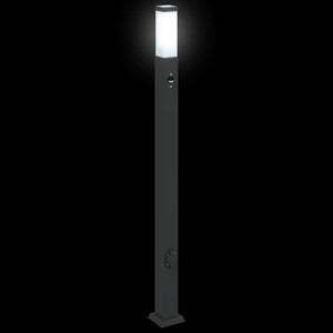 Pollerleuchte mit Sensor & Steckdose, 110cm, Schwarz