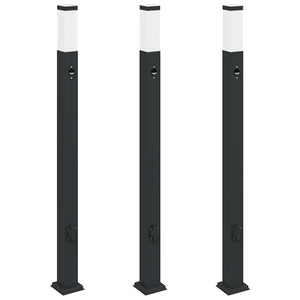 Pollerleuchten mit Sensor & Steckdose, 3er-Set