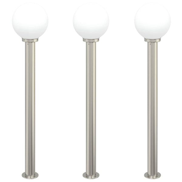 Edelstahl Pollerleuchten 3er Set 120cm IP44